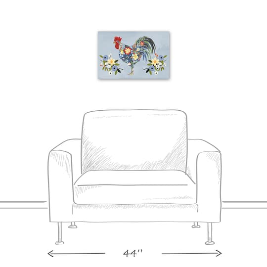 Floral Rooster 18" x 12' Canvas Wall Art
